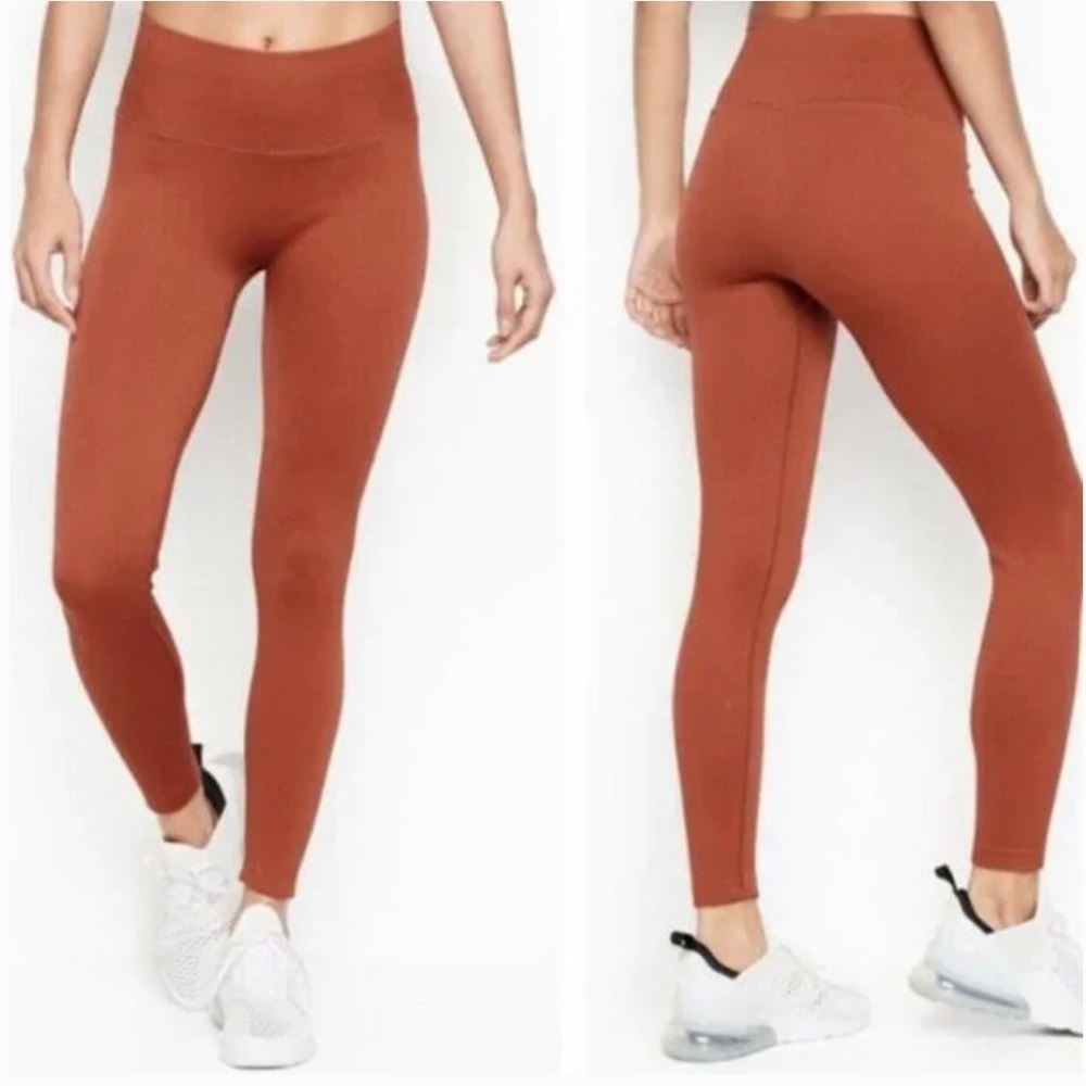 NWOT Victoria's Secret Burnt Orange High Waisted Ribbed Leggings XS